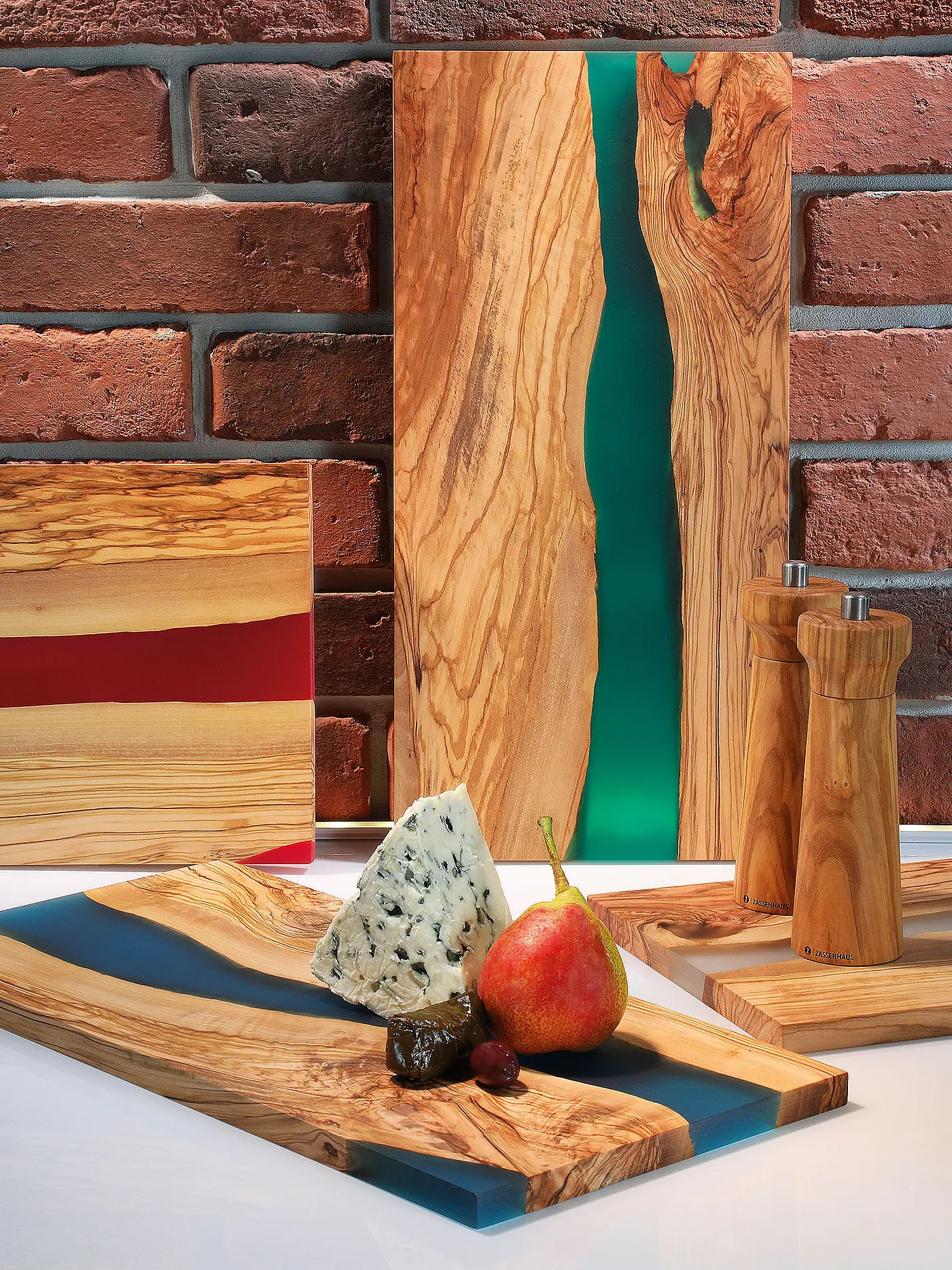ZASSENHAUS | Servierbrett Olive 45x22cm Braun/Gruen | 